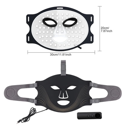 Red Light Therapy for Face, 7 Modes Portable Led Face Mask Light Therapy with Remote, Red Light Mask with Timing Function, Led Light Therapy at Home 180 LED Beads , Black